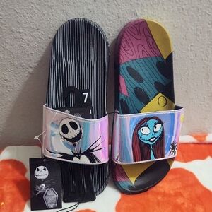 Disney Nightmare Before Christmas Jack & Sally Slides Sandals Size 7